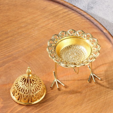 Kurilnitsa for incense powder and cones "Globus", golden, 8x6.7 cm-2