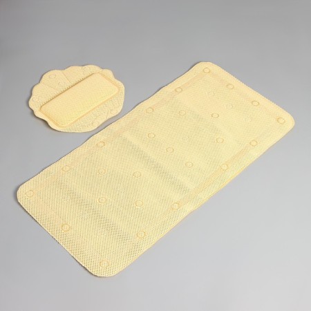 SPA-river for a bathtub with a pillow on the suction cups "Lotus", rug 89 × 44 cm, beige color-8