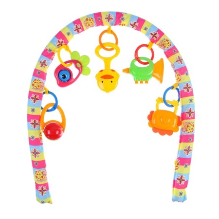 Soft game is soft on the crib, stroller "chicken", 43-63 cm, rattles, 5 toys, crush me-6