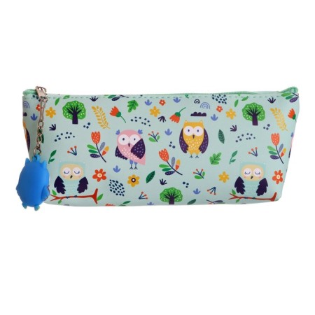 School pencil case with a zipper, with a suspension, "owl", mix-4