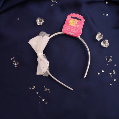 Hair cap "Baby" double bow, 1 cm, white-1