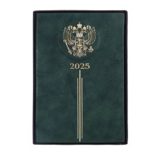 Dated 2025 diary, A5, 176 sheets of Escalada, solid cover of artificial leather, 3D design, embossing foil, lies, cream block 70 g/m2, green