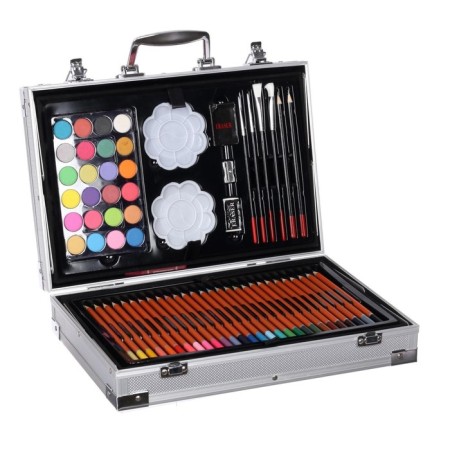 Set for drawing, folding, silver in the suitcase-10