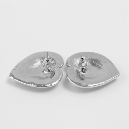 Earrings Metal "Heart" sheet, color silver-2