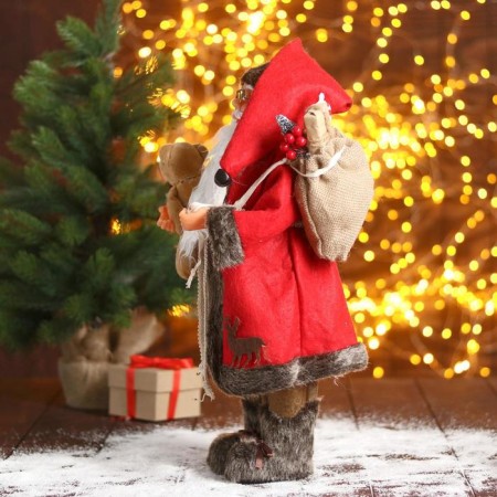 Santa Claus "In a red fur coat with a bear" 45 cm-1