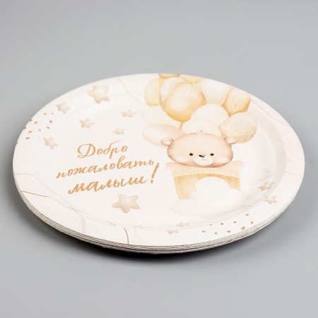 Disposable paper plate "Welcome", 18 cm-2