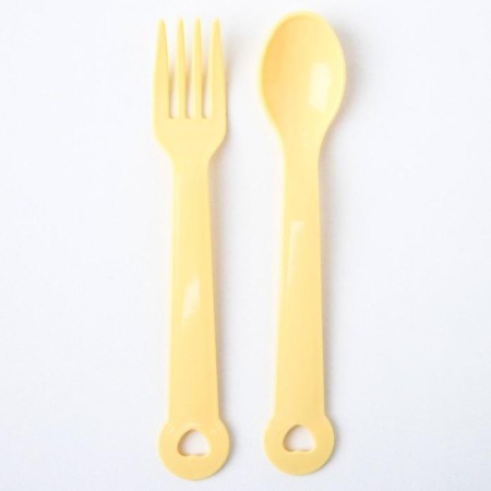A set of children's dishes, 4 items: bowl, spoon, fork, chip with solid nose 200 ml, MIX color-5