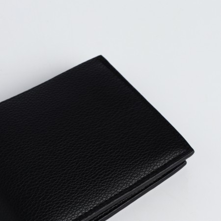 Male purse without fastening, department for cards, coins, black color-3