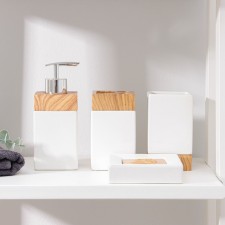 Sets of accessories for the bathroom Natural Quatro, 4 items (meter 380 ml soap dish, 2 glasses), white color