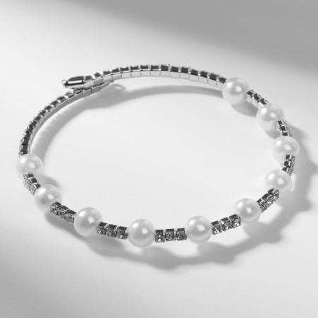 Bracelet Pearl "Noel" ball No. 4, white color in silver, d = 6 cm-1