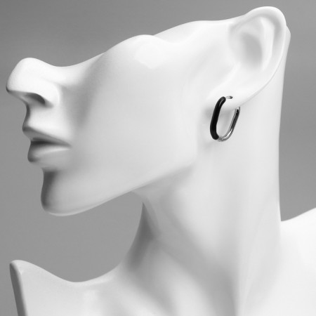 Earms enamel Xuping oval of grace, black color in silver-2
