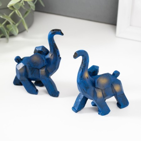 Souvenir Polystone "Blue Elephant" set 2 pcs 3x8x8.5 cm-5