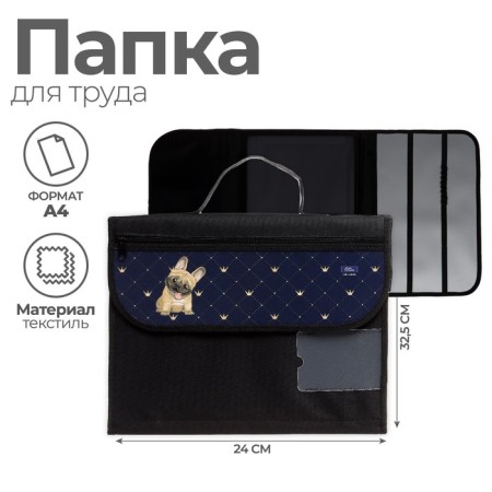 Labor folder A4, 325 x 240 mm, with handles, compounds on Velcro, textile, PTR-10, calligrata "bulldog"