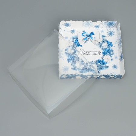 Box for confectionery products with PVC lid "Magic Holidays", 15 x 15 x 3 cm, New Year-4