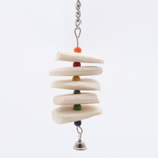 A toy for birds with a karakatitsa carapace and beads, 20 x 6 cm