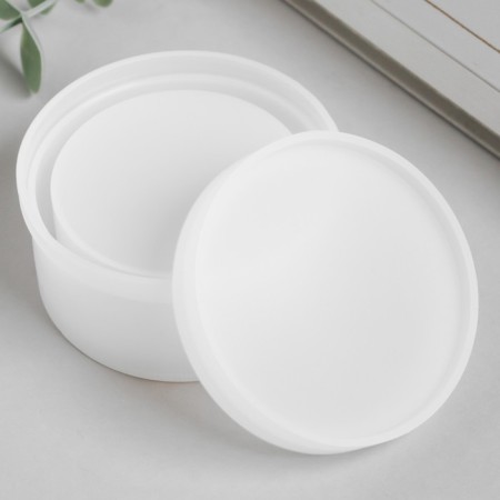 Mold Silicon "Round Casket" with a lid 8x8x4.9 cm-1