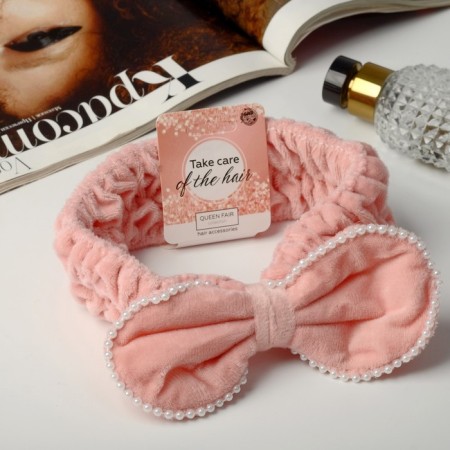Hair bandage "Pearl Bolt" 19*6 cm peach-1