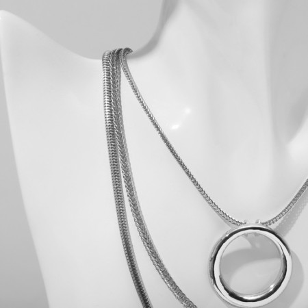 Piece "chain" ring, 3 threads, silver color, 58 cm-1