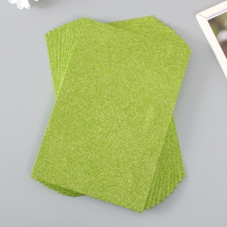 Foamiran glitter 2 mm, 20x30 cm, light green-1
