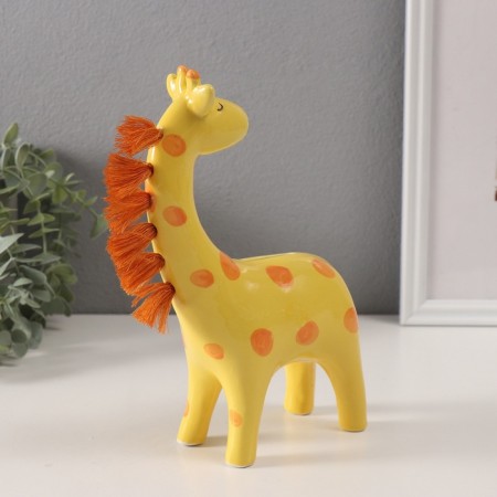 Pig a piggy bank Ceramics "Girafic with fluffy mane" 5.7x13.8x20.5 cm-3