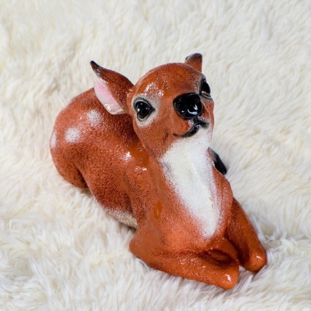 Garden figure "lying deer" from gypsum good souvenirs, 24 cm, medium, brown-4
