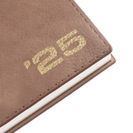 Dated 2025 diary, Escalada, A5+ 176 sheets, integral cover, artificial leather, foil embroidery, lies, block 80 g/m2, beige-4