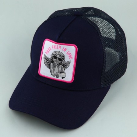 Women's cap with a grid "Angel", Blue color, rn 56-2