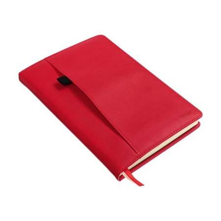 The diary is low, A5 160 sheets, leatherette, DEVENTE. KLINT, a solid cover with foam rubber, pocket, lies, block 70, red-2