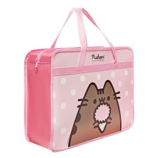 Папка с ручками А4, 330 х 260 х 120 мм, пластиковая, ручки-текстиль, Pusheen