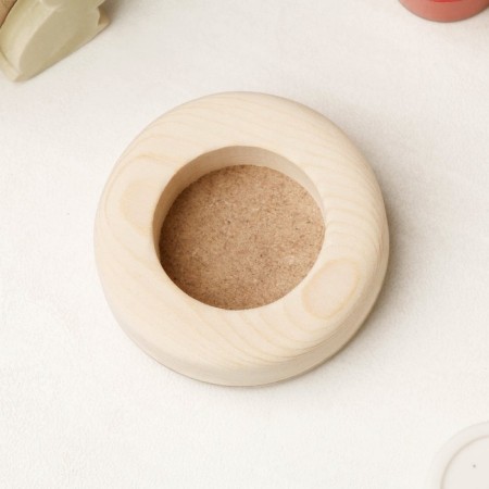 Harvesting for creativity "candlestick", 1 candle, round, 7 x 7 x 2.2 cm, pine-1