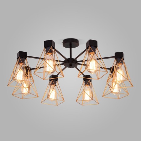 Ceiling Lamp EUROSVET TRAPPOLA 70107/8, E27, 8x60W, 700x700x330 mm, black color black
