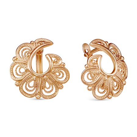Earrings "Fan", pink gilding