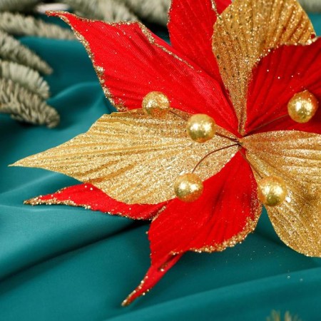 Decor "Winter Flower" 21x25 cm, balls, red-1