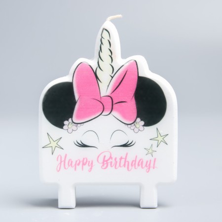 Candle for the cake "Happy Birthday!", 74 x 100 mm, Minnie Mouse Unicorn