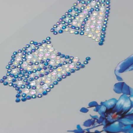 Stick plastic rhinestones "Wing butterfly and flowers" 16x17 cm-2