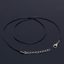 Rubber, incomplete lace, 60 cm + extension cm 5 cm, d = 1.3 mm, black color in silver