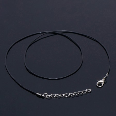 Rubber, incomplete lace, 60 cm + extension cm 5 cm, d = 1.3 mm, black color in silver