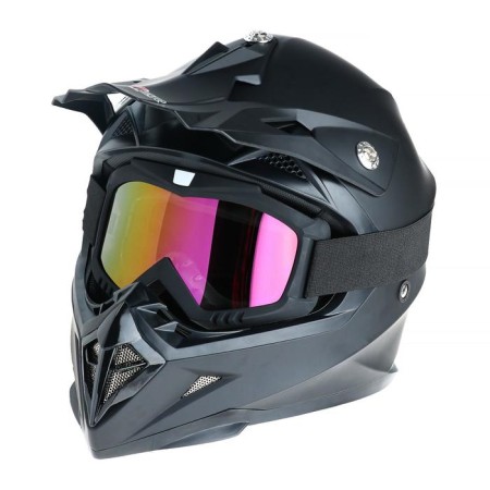 Glass-mask for motorcycle driving, golden chrome glass, black color, OM-14-1