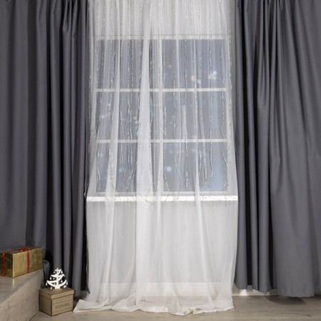 Smart garland "Curtain" 2 × 2 m Rosa, IP20, silver thread, 400 LED, application, glow RGB, USB-6