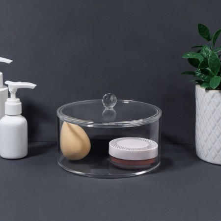 Organizer D/Storage with a lid 1 sect 14*14*9.3cm transparent nakl QF-4