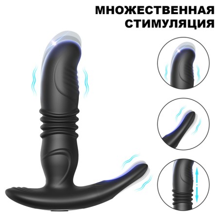 Prostate vibration aister, 10 vibration modes, 6 friction modes, PDU, ZU USB, Black-2