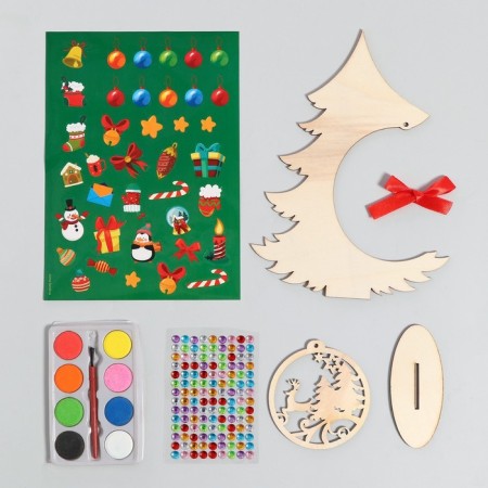 New Year's set for creativity. Wood painting "New Year! Christmas tree "-3