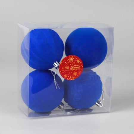 Set of balls plastic D-8 cm, 4 pcs "velvet heat" blue-1
