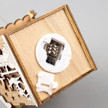 Christmas tree toy "House with a deer and a snowman", from batteries, a glow of warm white-4