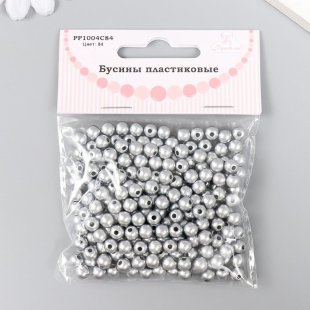 Set of beads "needlework" plastic, diameter 6 mm, 25 g, silver-2