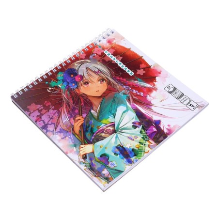Sketchbook 190 x 190 mm, 40 sheets on the crest "Girl with an umbrella", solid substrate, matte lamination, unit coated paper 150 g/m2-2