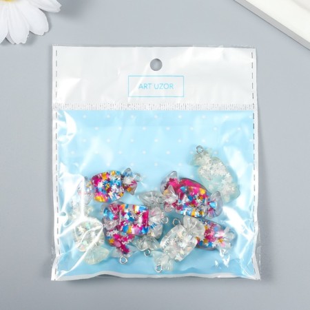 Decor for creativity plastic "Star candy with loop" mix 0.4x1.3x2.8 cm-3