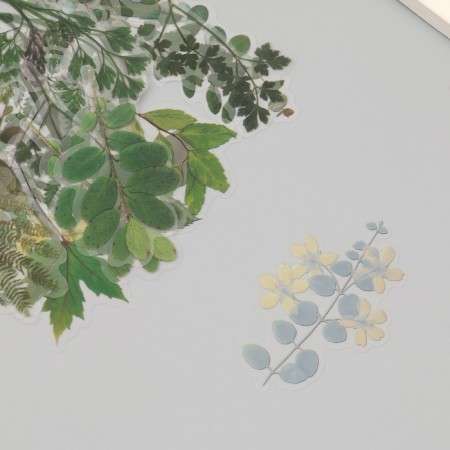 Stickers Plastic "Summer Green Leaves" set 40 pcs 15x8 cm-3