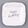 Disposable plate of square paper "Happy Birthday", white, 16.5x16.5 cm