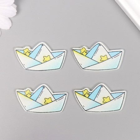 Decor for the work of acrylic bilateral "paper boat" shine 3.4x2.9x0.2 cm-2